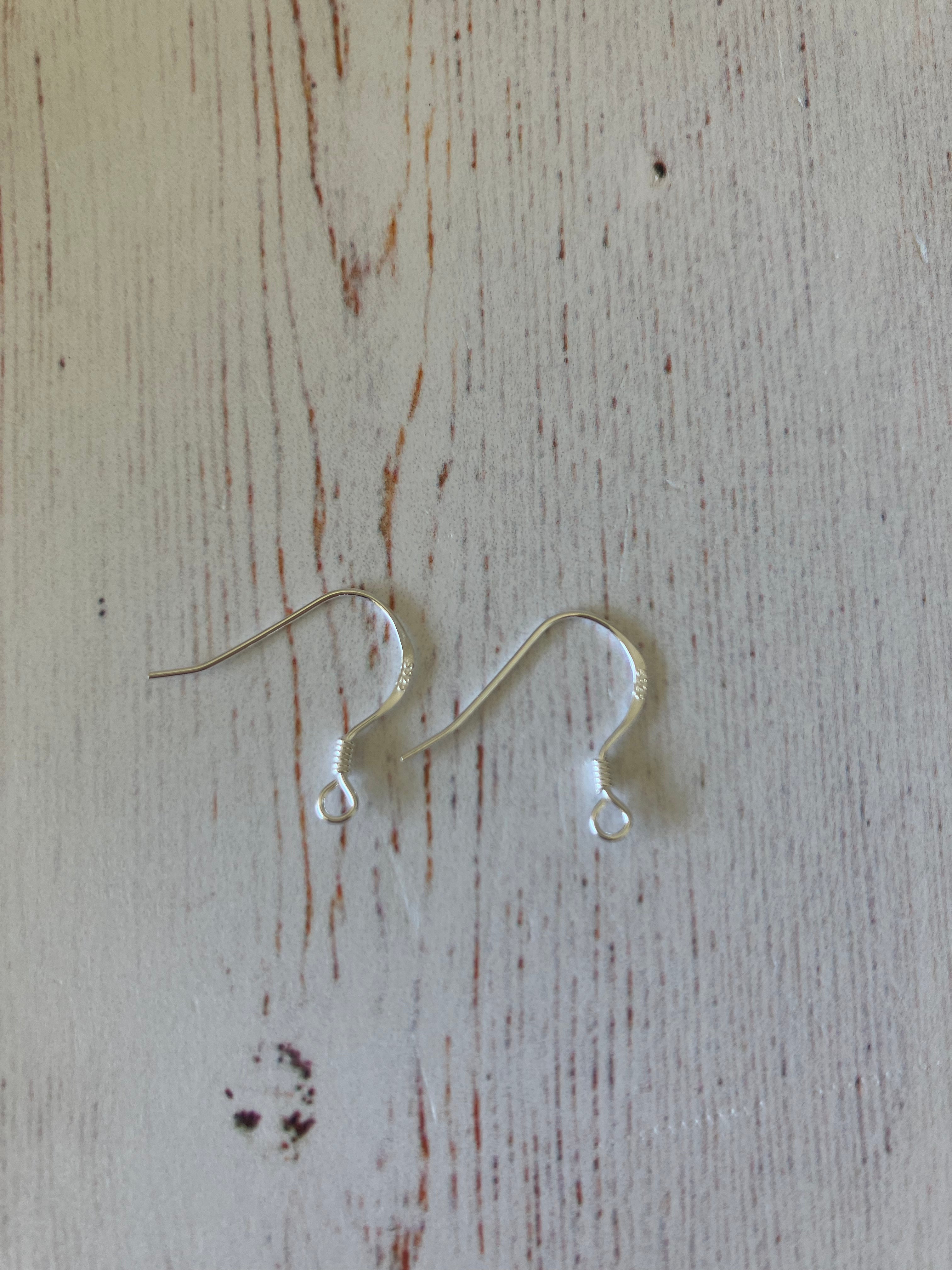 925 Sterling Silver Earring Hooks, Silver - (Dainty Hooks) (1 Pair)