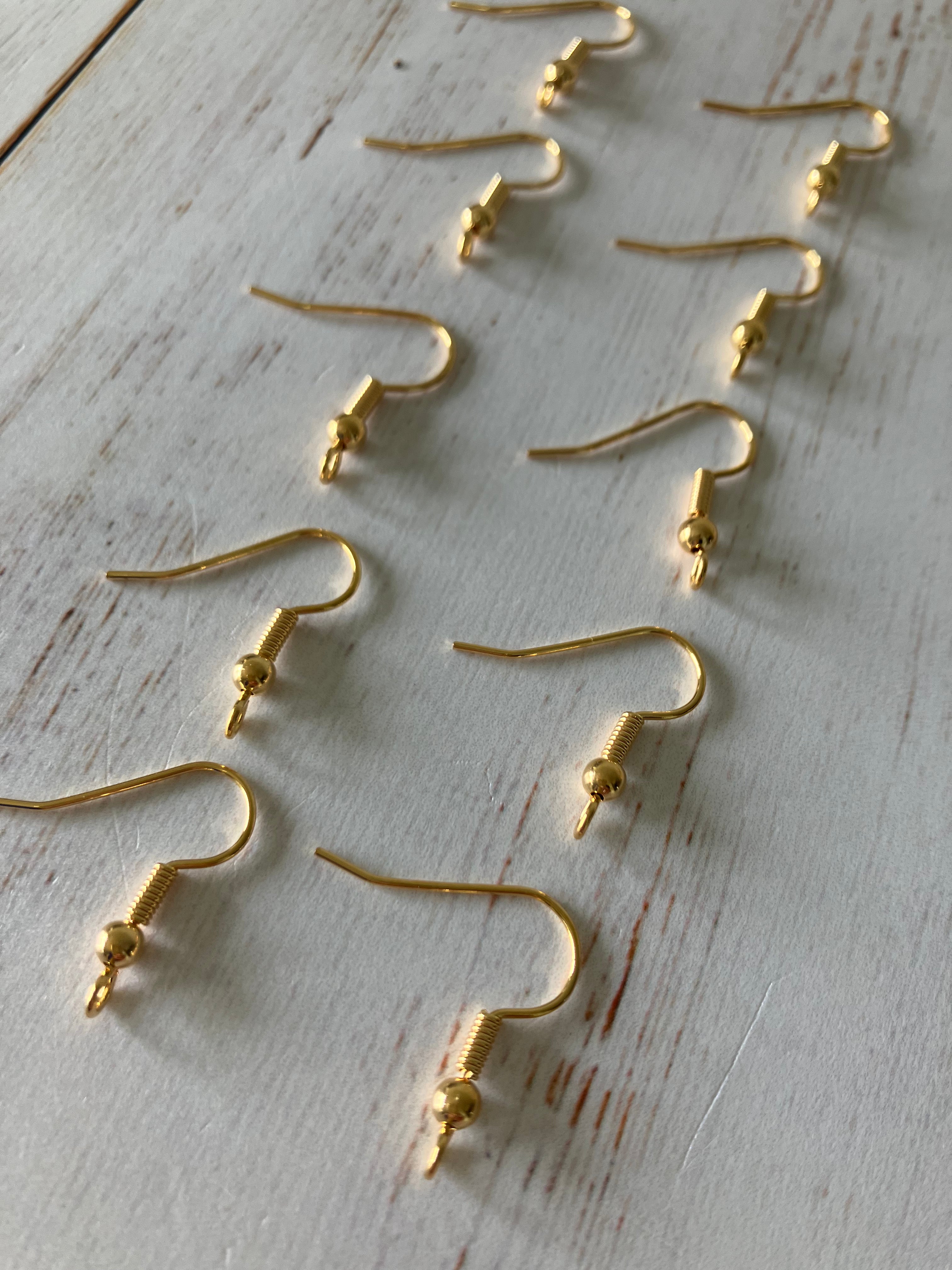 Real 18K Gold Plated,  Earring Hooks, with Vertical Loop, Long-Lasting Plated (5 PAIRS)