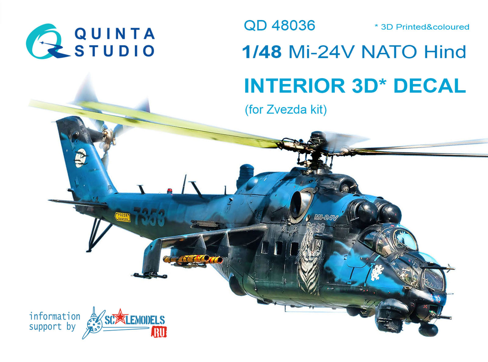 Quinta Studio - 1/48 Mi-24V NATO (black panels) - QD48036 for Zvezda kit