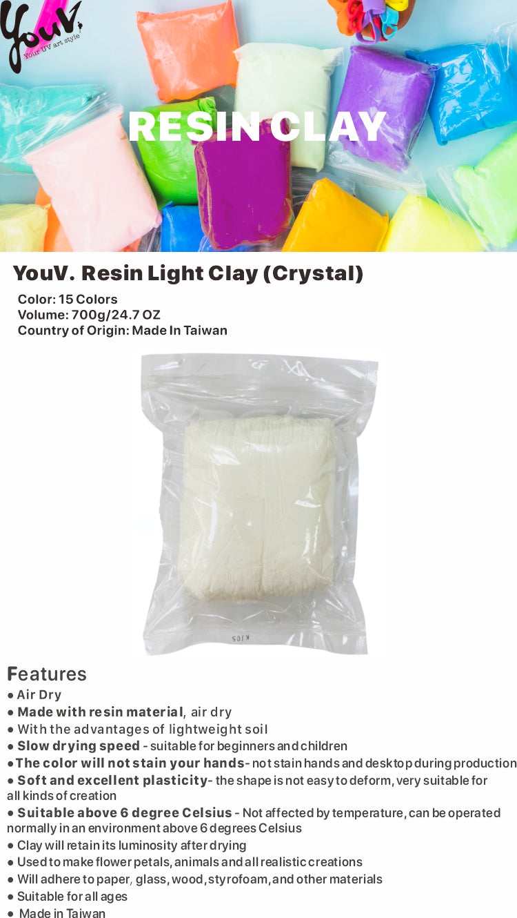 Black -  Light Resin Air Dry Clay - 700 g