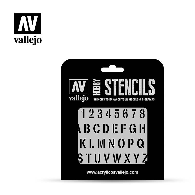 ST-LET002 - Vallejo Hobby Stencils - Stamping Alphabet- SCALE 1/35