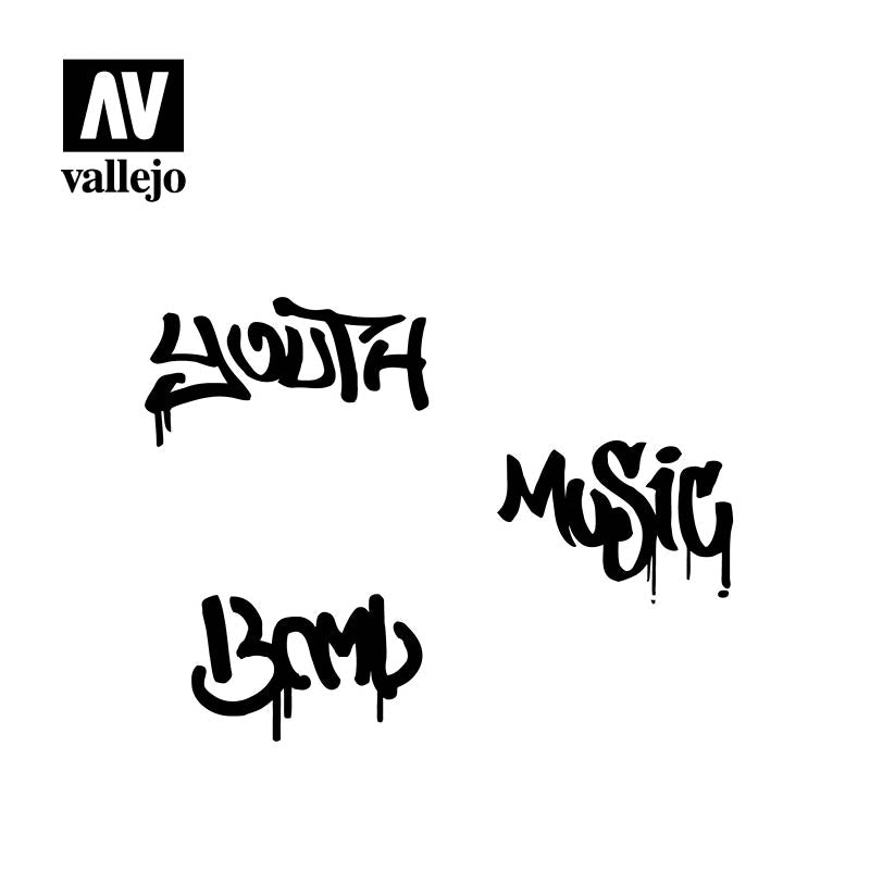 ST-LET003 - Vallejo Hobby Stencils - Street Graffiti No. 1 - SCALE 1/35