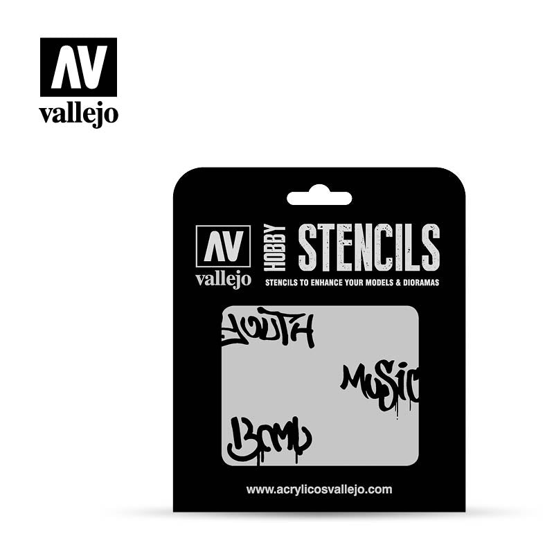 ST-LET003 - Vallejo Hobby Stencils - Street Graffiti No. 1 - SCALE 1/35