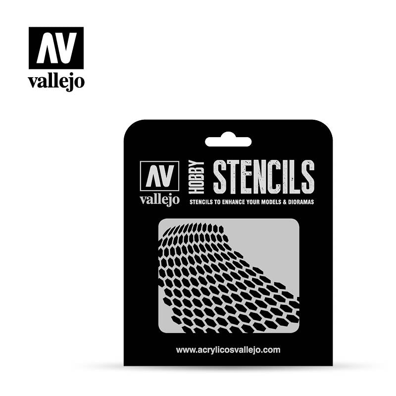 ST-SF003 - Vallejo Hobby Stencils - Distorted Hexagons