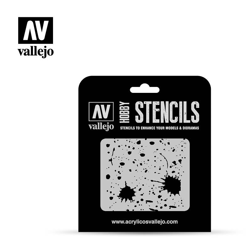 ST-TX003 - Vallejo Hobby Stencils - Splashes and Stains - 1/35