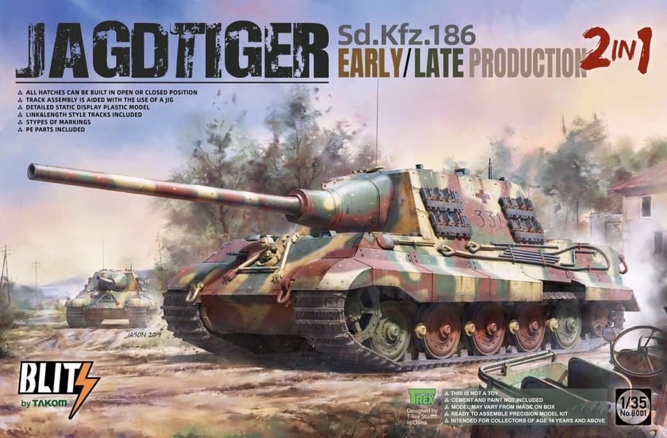 TAK8001 - Takom 1/35 - Sd.Kfz.186 "Jagdtiger" Tank Early/Late Production (2 in 1)