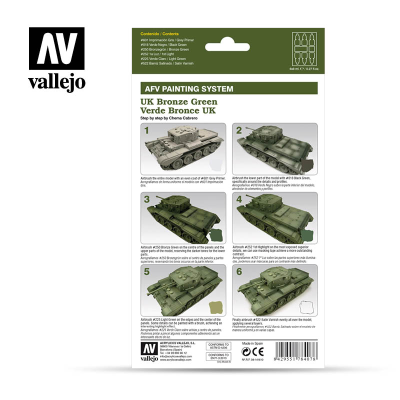 78.407 AFV UK Bronze Green Armour Painting System (6 x 8ml)