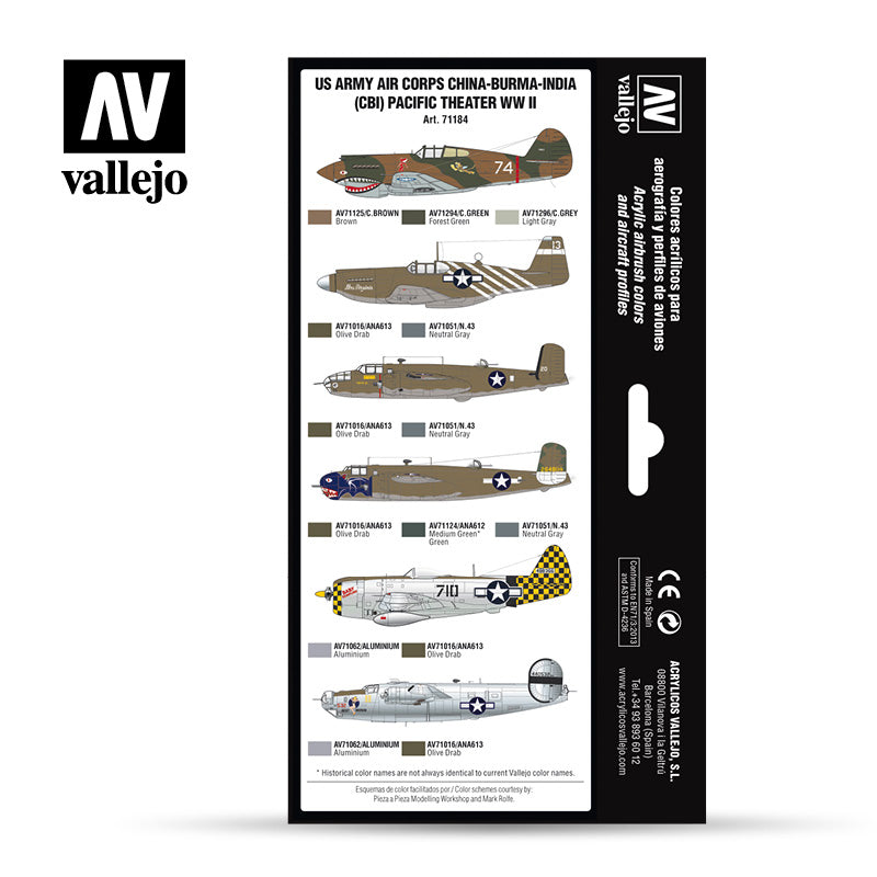 71.184 US Army Air Corps China-Burma-India Pacific Theather (CBI) WWII - Vallejo Model Air Set