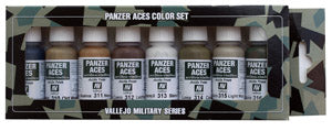 70.123 Wood, Leather, Stencil 8 Colour Set - Vallejo Panzer Aces