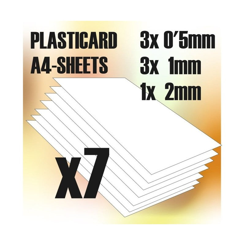 9110 -  ABS Plasticard Plain Sheet Mix (Pack 7)