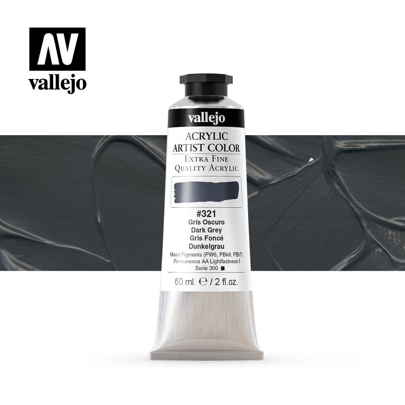 16.321- Acrylic Artist Color - Dark Grey - 60 ml