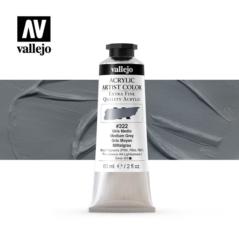 16.322 - Acrylic Artist Color - Medium Grey - 60 ml