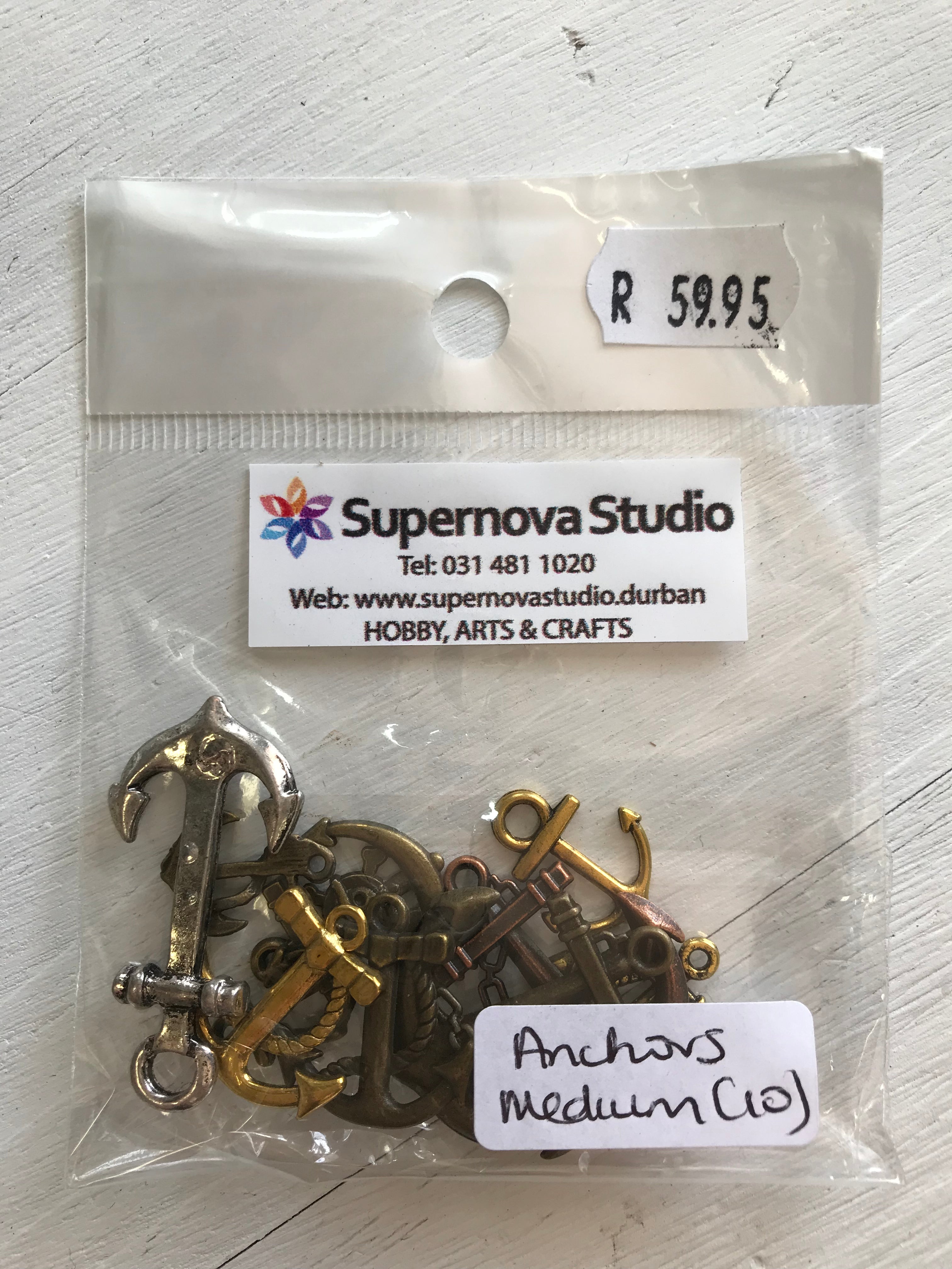 Steampunk Anchor Beads (Medium) - 10 pcs