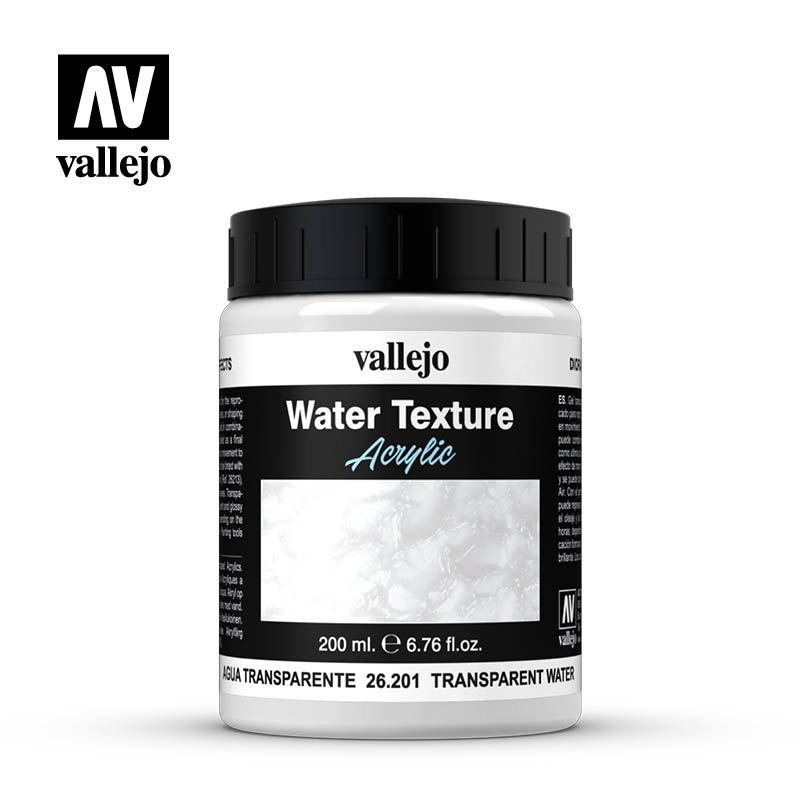 26.201 Water Textures 201-200ml Transparent Water (Colorless) - Vallejo Diorama Effects - Supernova Studio