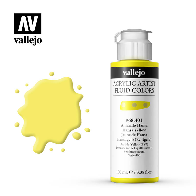 68.401 - Hansa Yellow - 400 Series - Acrylic Artist Fluid Color - 100 ml