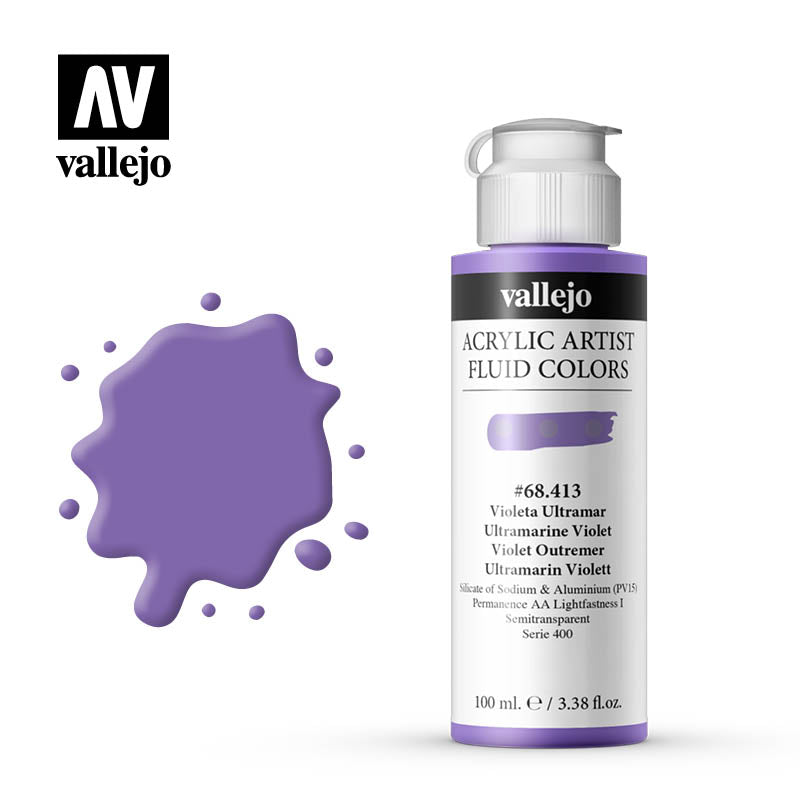 68.413 Ultramarine Violet - 400 Series - Acrylic Artist Fluid Color - 100 ml