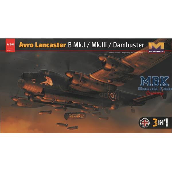 HKM01E12 - 1/32 - Avro Lancaster B MkI/ B MkIII/ Dambuster 3 in 1