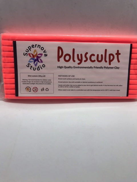Fluo Red Polysculpt ™ Polymer Clay -  250g
