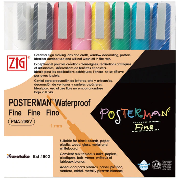 ZIG Posterman Fine 8 Colour Set