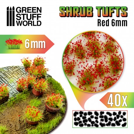 1366 - Shrubs TUFTS - 6mm self-adhesive - RED Flowers