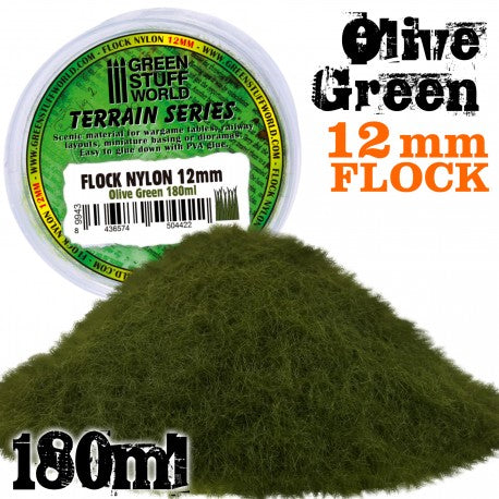 9943 - Static Grass Flock 12 mm - Olive Green - 180 ml