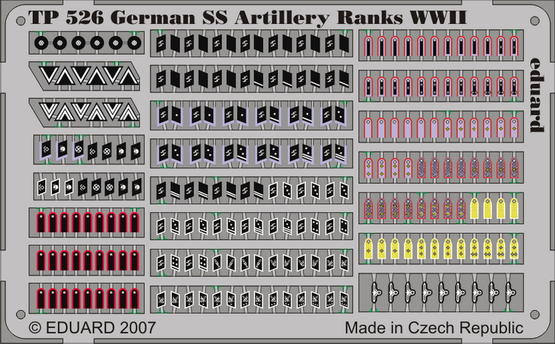 TP526 - 1/35 Photo Etched German SS Artilery Ranks WWII