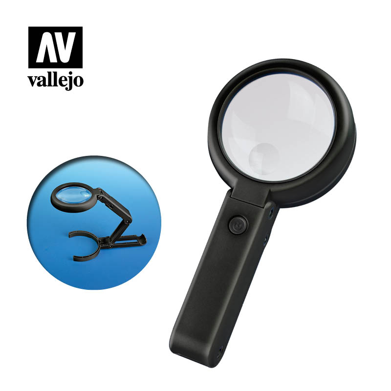 T14002 - Foldable LED Magnifier with Built-in Stand - Vallejo Tools