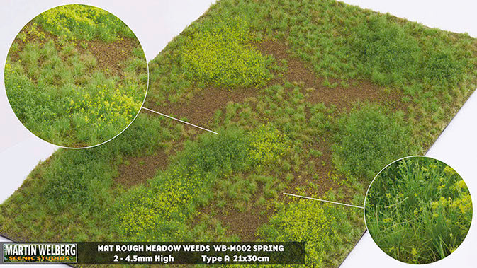 WB-M002 - Grass Mat - Rough Meadow Weeds Spring A - Martin Welberg Scenic Studios