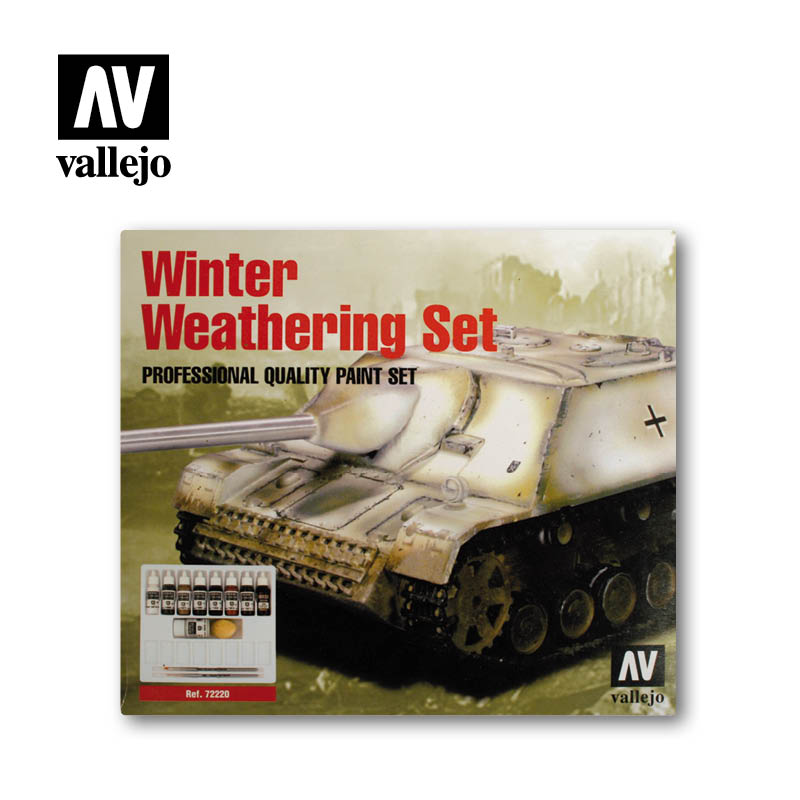 72.220 Winter Weathering (9) + 2 Brushes - Vallejo Game Color Set - Supernova Studio