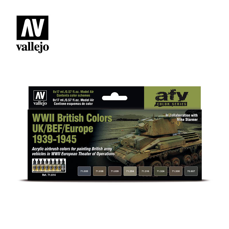 71.614 WWII British Colors UK/BEF/Europe 1939 - 1945 (8) - Vallejo Model Air Set