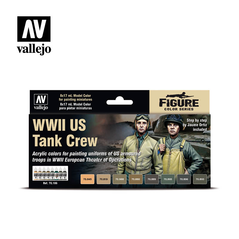 70.186 WWII US Tank Crew (8) - Vallejo Model Color Set